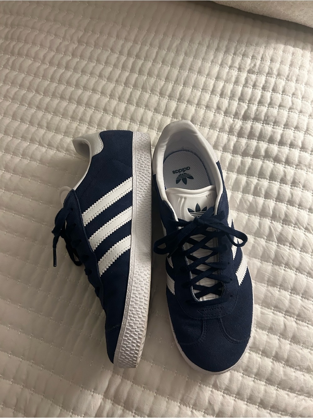 adidas Blue Suede Sneakers with White Stripes